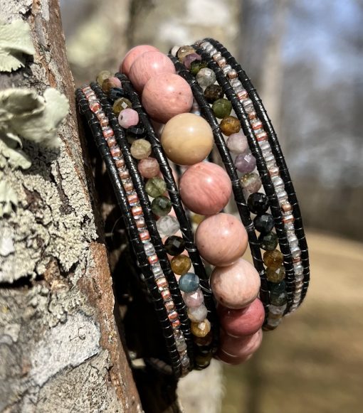 Sweet Soul Leather and Gemstone Cuff Bracelet